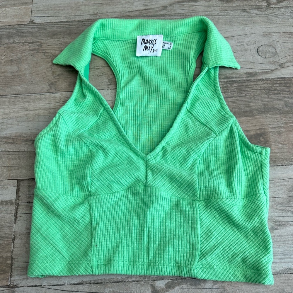 Green Princess Polly Collared Top